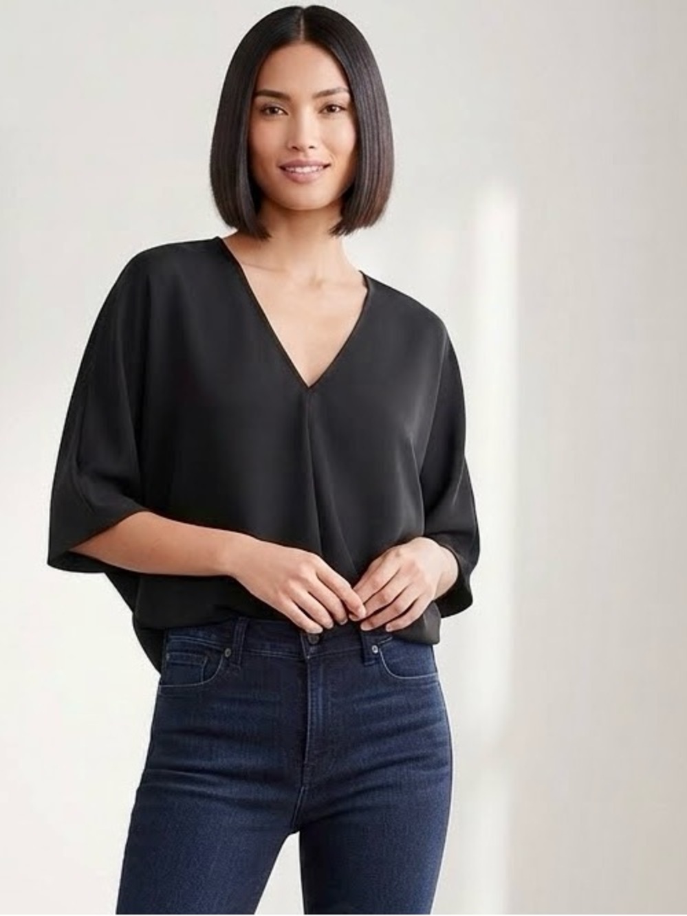 Express Black V-Neck Sleeve Blouse